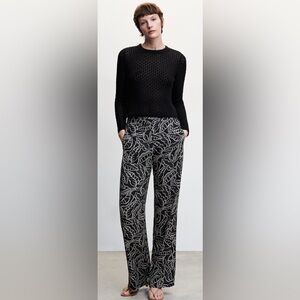 Mango Black and White Patterned Women's Trousers